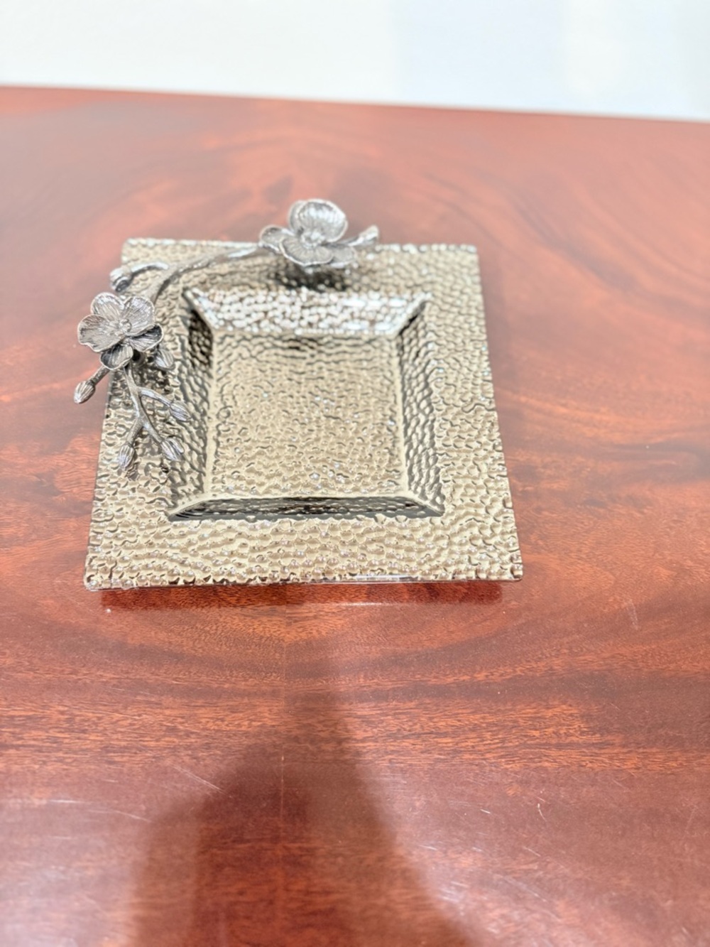 Michael Aram Hammered Silver Floral Trinket Tray